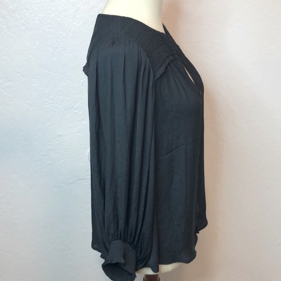 By Anthropologie Black Polyester Button Down Blouse Size S - Picture 2 of 7